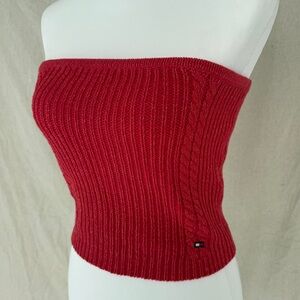 Tommy Hilfiger Tube Top Size M Red Knit Vintage Y2K Strapless